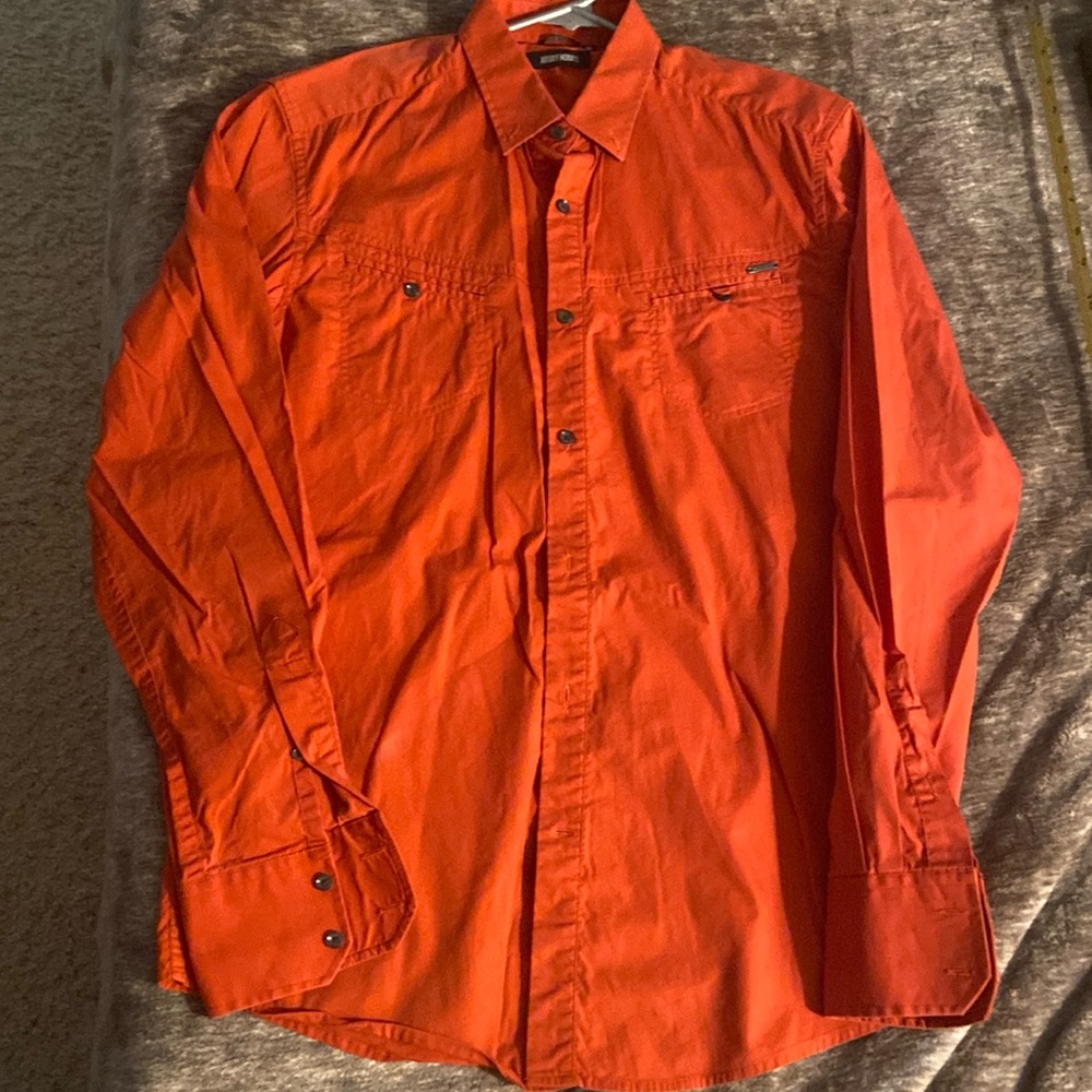 Antony Morato Shirt Mens Orange Button Up Dress Casual Adult